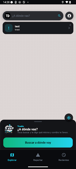 TruxDi en Android mostrando el buscador de rutas